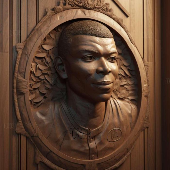 Kylian Mbappe 3 stl model for CNC